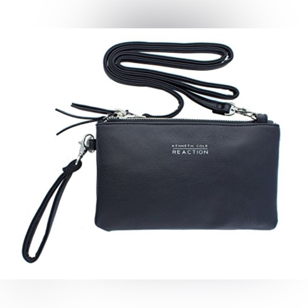 NWT Kenneth Cole Reaction KN1716 Double Trouble Crossbody Messenger Purse- BLK